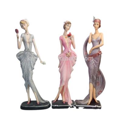 China European Lady Statue Custom Europe America Style Polyresin Fashion Girl Figurine for sale