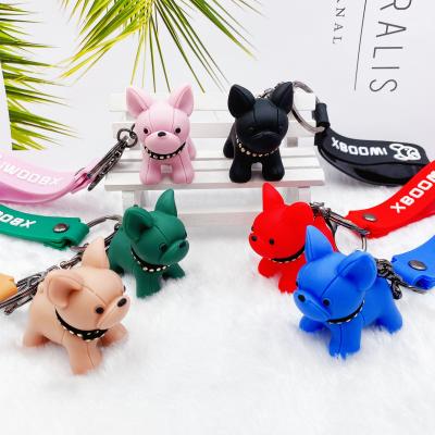 China OEM 2022 Custom Decorating Make 3d Epoxy Resin Molds Logo Kids Cute French Bulldog Key Chain for sale