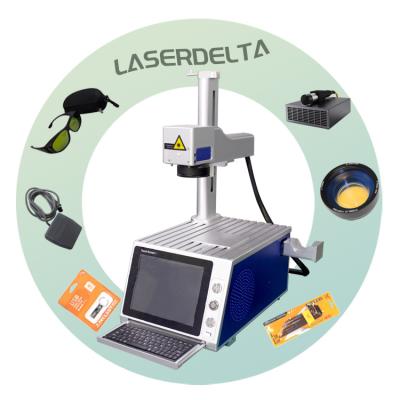 China LaserDelta air-cooled portable fiber laser marking machine, portable trolley case laser making machine with PC for sale