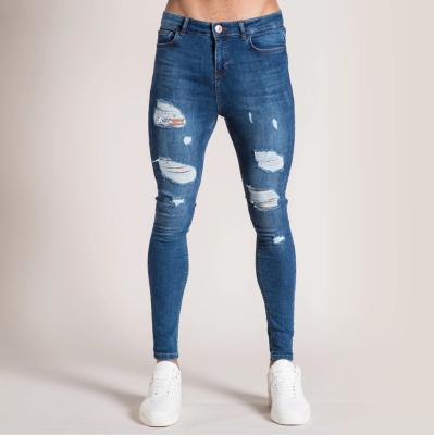 China 2021 Autumn White Ripped Holes Denim Pants Breathable New Seamount Men's Jeans Ripped Skinny Men's Ripped Jeans for sale