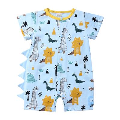 China Spandex/Cotton Baby Clothes Jumpsuit Cartoon Dinosaur Print Shortsleeve Newborn Baby Romper Shortalls for sale