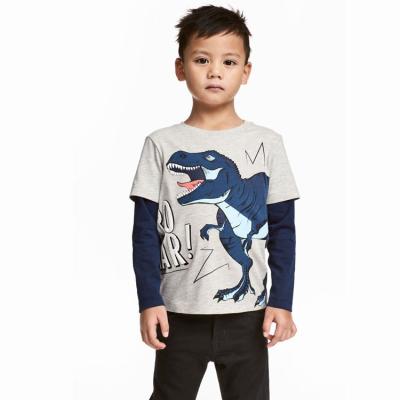 China Breathable T-Shirt Boys Clothing Boy's Long Sleeve Dinosaur Print Tee for sale