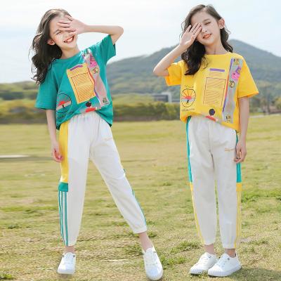 China 2021 Summer Children's Big Size Girls Tracksuit Boy's Two Piece Pants Set Two Piece Set Plus New Summer Trendy Girl for sale