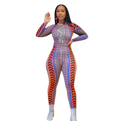 China Breathable Women's Ethnic Printed Long Sleeve Jumpsuit for sale