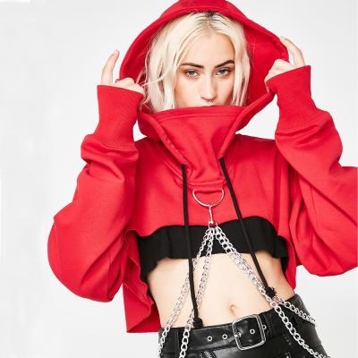 China Breathable Hooded Chain Cropped Sweatershirt Women Chain Sexy Dancing Women Top Hooded Hoodie for sale