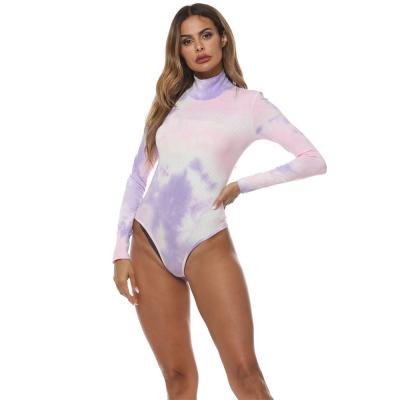 China Autumn New Women's Jumpsuit Women's Long Sleeve High-neck Breathable Hot Style Border Tie Dye Cotton Sexy Jumpsuit for sale