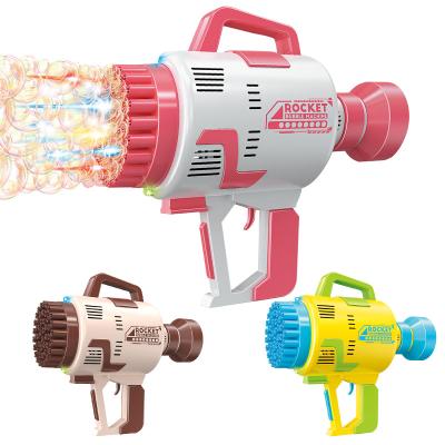 China Plastic Hot Selling 49 Hole LED Light Gun Maker Soap Bubble Toys Kids Rocket Bubble Gun Machine Toys for sale