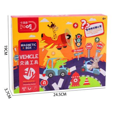 China Creative DIY TOY Children's Educational Toys Magnetic Puzzle Painting Double-Sided Vehicle Baby Child 3d Magnetic Puzzle for sale