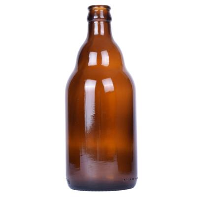 China Beverage 330ml 500ml Boston Round Amber Beer Glass Bottle With Crown Cap for sale