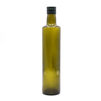 China Antique Green Olive Oil Glass Bottle Marasca 500ml Dark Green Round Glass Bottle Eco-friendly Recyclable With Screw Cap for sale