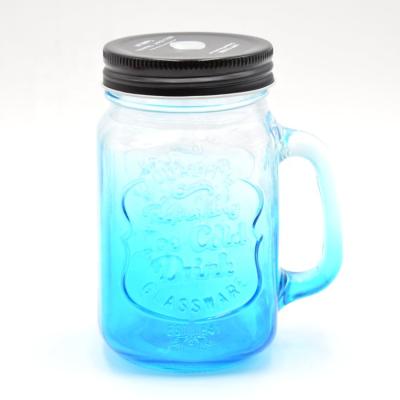 China New Design 16OZ Freshness Preservation Wholesale Logo Printed Color Mason Jars Drinking Glasses With Lid for sale