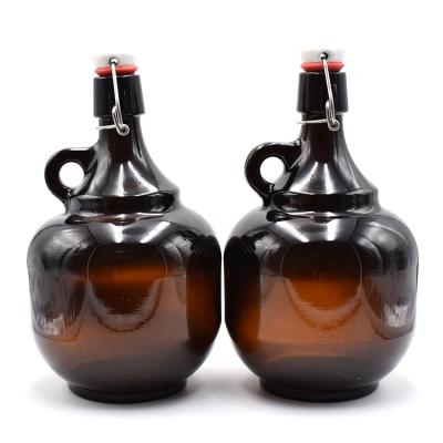 China Wholesale 2L Amber Growler Beer Glass Beverage Bottle for sale