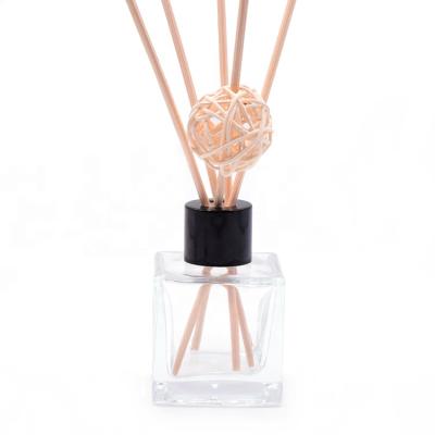 China 50ml Eco-friendly Recyclable Single Diffuser Glass Perfume Bottle Mini Square Empty Reed White 50ML for sale