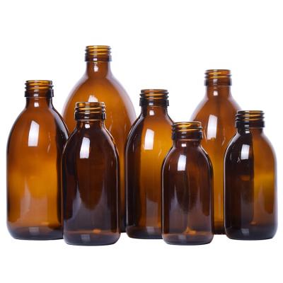 China Medicine Bottle 30ML 60ML 100ML 125ML 150ML 200ML 250ML 300ML 500ML Pharmaceutical Syrup Bottle Amber Glass Oral Medicine Bottles for sale