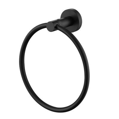 China Modern 304 Stainless Steel Bath Towel Ring Bathroom Hardware Set Hand Towel Rack Brushed Nickel Black Circle Rings Towel Rack for sale