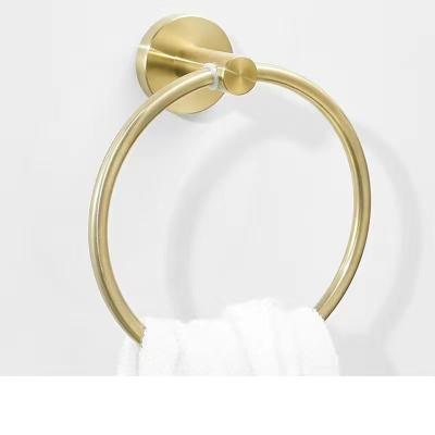 China Modern 304 Stainless Steel Bath Towel Ring Bathroom Hardware Set Hand Towel Rack Brushed Nickel Black Circle Rings Towel Rack for sale