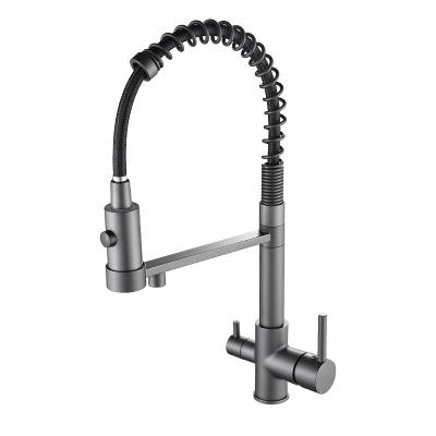 China Metered Faucets Pull Out Kitchen Faucet With Sprayer Stainless Steel Single Handle SS Kitchen Faucet for sale