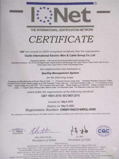 ISO9001 - Guilin International Wire And Cable Group