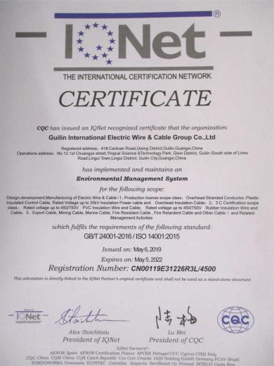 ISO14001 - Guilin International Wire And Cable Group