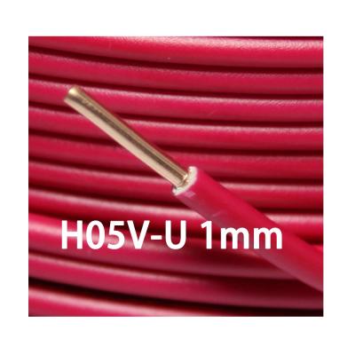 China High Strength Electrical Cable H05V-U 1 Mm PVC Insulated Solid Copper Conductor Wire Cable for sale