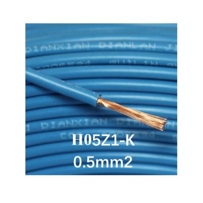 China Power And Control Cable H05Z1-K 0.5 Mm Halogen Free Cable Flexible Installation Single Core Insulated Industrial Power Wires for sale