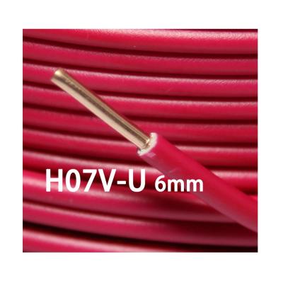 China Power And Control Cable PVC Insulated Single Core Solid Core Copper Cable H07V-U 6mm Wire for sale