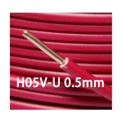 China High Strength Single Core Electrical Cable H05V-U 300/500V Rating 0.5mm Solid Cores PVC Insulation Electrical Wire en venta