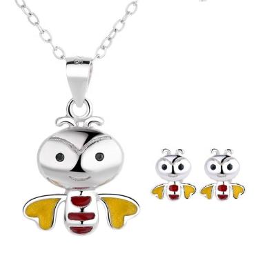 China FASHIONABLE 925 Silver Cute Cartoon Mosquito Earrings And Dangle Jewelry Set For Kids Gift for sale