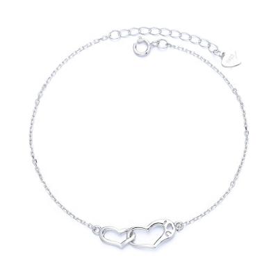 China Yaeno TRENDY 925 Sterling Silver Solid I Love U Bracelet Heart Charm Chain Bracelet For Valentine's Gift for sale