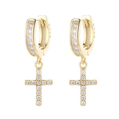 China Yaeno TRENDY silver drop earrings in gold plated drop cross charm circle earrings for women for sale