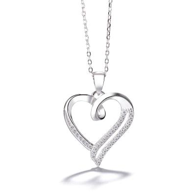 China New Design 925 Sterling Silver Heart Shaped Pendant Necklace CLASSIC For Girls for sale