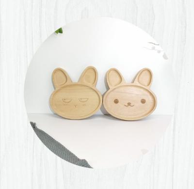 China Eco-friendly Wholesale Fish Shape Wooden Dishes And Rabbit Shape Bamboo Baby Dish Set for sale