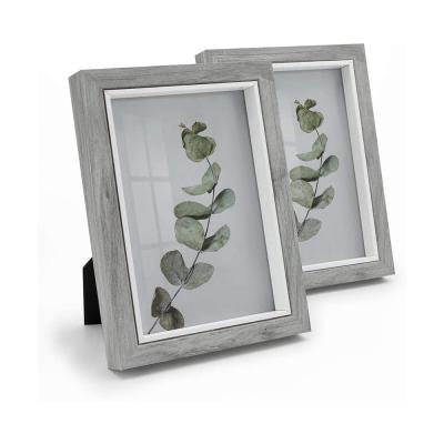 China Europe Gray Wooden Picture Frames For Home Decor High Quality Natural Wood Craft Laser Cut Frames Hardwood Picture Frame for sale