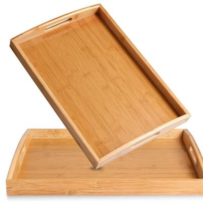 China Fashional Bamboo Wooden Rectangular Serving Tray Household Bread Tray Shop Use Solid Wood Tray for sale