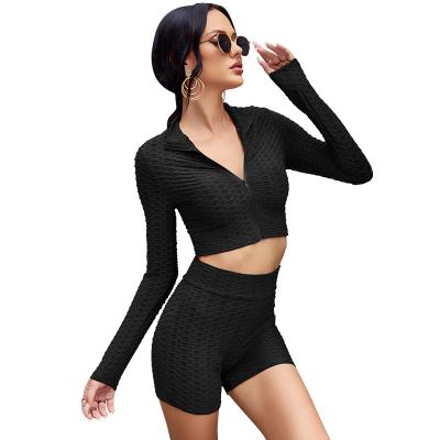 China Wholesale Custom Unique Women's Zipper Cardigan Gym Sport Wear Tight Seamless Set Breathable For Sexy Spandex Crop Woman Fitness Yoga Top Wear for sale