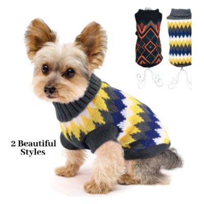 China Sustainable Custom Cute Cat Pet Dog Jacquard knitted sweater sweet clothes wholesale pet wear winter for sale