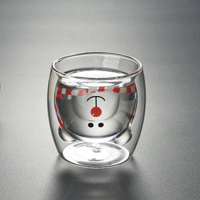 China Viable Factory Custom Glass Tea Cup Heat Resistant Clear Coffee Mug Small Glass Cup Wine Glass Bear Mug for sale