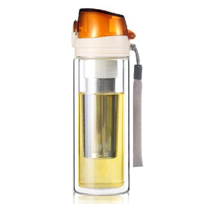 China Viable Custom Design BPA Free Borosilicate Wholesale Tea Infuser Glass Sports Bottle for sale