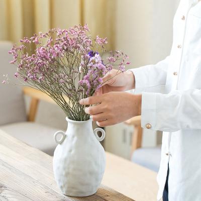 China Minimalist OEM Factory Wholesale Hign Quality Nordic Style Threaded White Ceramic Vase Living Room Decoration for sale