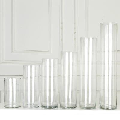 China Instant Temperature Difference 150 Degree Factory Direct Large Borosilicate Glass Cylinder Cheap Tall Clear Vases For Wedding for sale