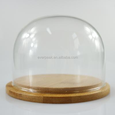 China China factory direct OEM/ODM glass dome with wooden base wholesale tableware cake dome cover glass bell for sale