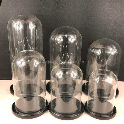 China China factory wholesale glass dome dome glass globe and round glass dome with black wooden base for sale