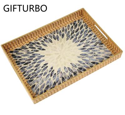 China Disposable Luxury And Elegant Glass Tray Decorated Black Flame Gold Pattern Coffee Table Vanity Tray for sale