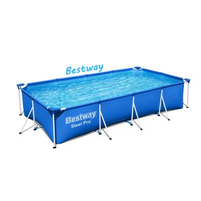 China Bestway outdoor 56424 pro 13ft steel 1in x 6ft 11in X 32in include rectangular pump above ground pool for sale