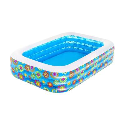 China Household Swimming Pool Fun Floral 3 Graphics 3 Rings 702L Equal Inflatable Pool 54120 For Kids for sale