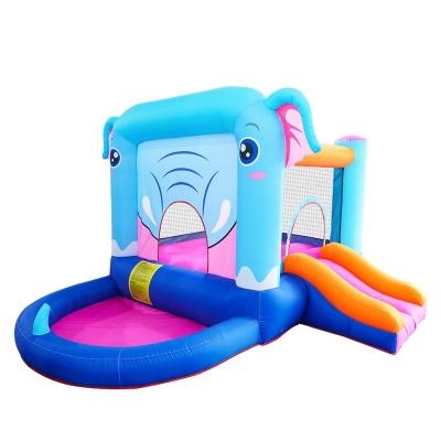 China PVC 72006 Inflatable Blue Elephant Bouncer Water Slide Castle Jumping Floating Trampoline for sale