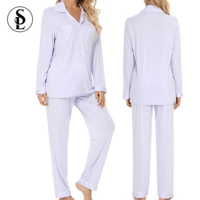 China OEM ODM QUICK DRY Solid Bamboo Pajamas Soft Breathable PJ Set For Women for sale