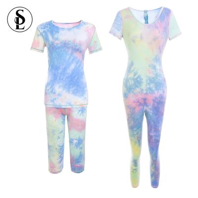 China Wholesale OEM Button Lounge Romper QUICK DRY Women Tie Dye Viscose Onesie Bamboo Pajamas for sale