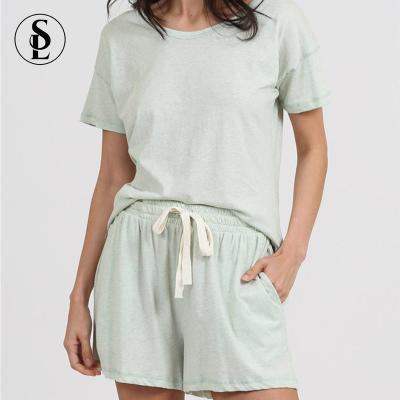 China Wholesale Simple Color Loungewear Set Cotton Shorts Design 2pcs Sleepwear 2pcs Pajamas Sets QUICK DRY For Women for sale