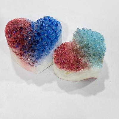 China High Quality Natural Crystal Heart Shape Color Candy Gemstone China Healing Crystal Cluster For Love Gift for sale